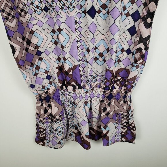 Lolita Jaca St Barth Top Lightweight Cotton Smocked Purple Print Size Small - Picture 6 of 8